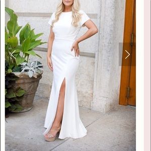 AMSALE HARLEE - GB111P dress in ivory/crepe